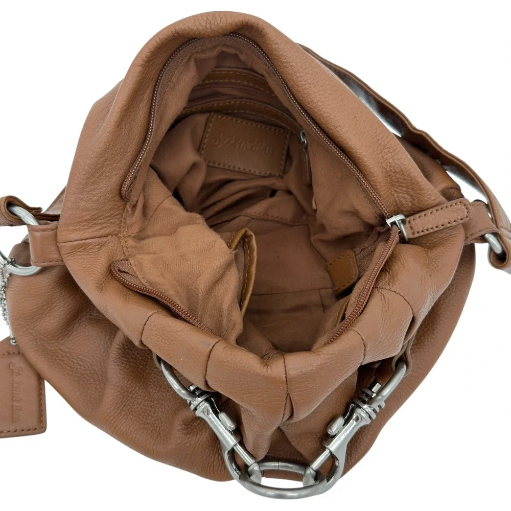 St. John's Bay Brown Leather‎ Hobo Shoulder Bag Silver Horsebit Hardware